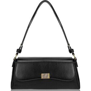 Vintage Small Black Shoulder Bag for Women Zipper Closure and Classic Design